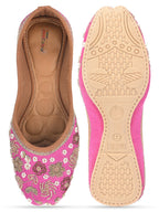 Desi Colour Women Indian Ethnic Footwear-Party Wear Pink Dabka Work