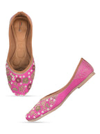 Desi Colour Women Indian Ethnic Footwear-Party Wear Pink Dabka Work