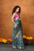 Very Much Indian Designed By VMI - Handloom Moonga Tussar Silk Saree With Digital Floral Print