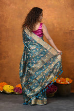 Very Much Indian Designed By VMI - Handloom Moonga Tussar Silk Saree With Digital Floral Print