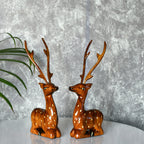 Sowpeace Pair of wooden sitting deer - Distacart