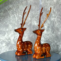 Sowpeace Pair of wooden sitting deer - Distacart