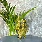Sowpeace Artisanal Brass Dhokra Sculpture: Tribal Couple with Dhol - Distacart