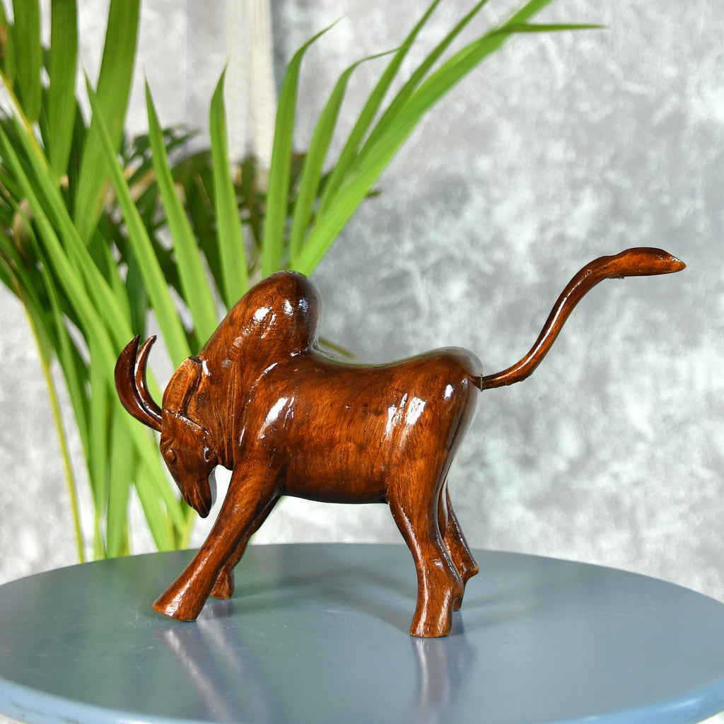 Sowpeace Handcarved wooden large bull - Distacart