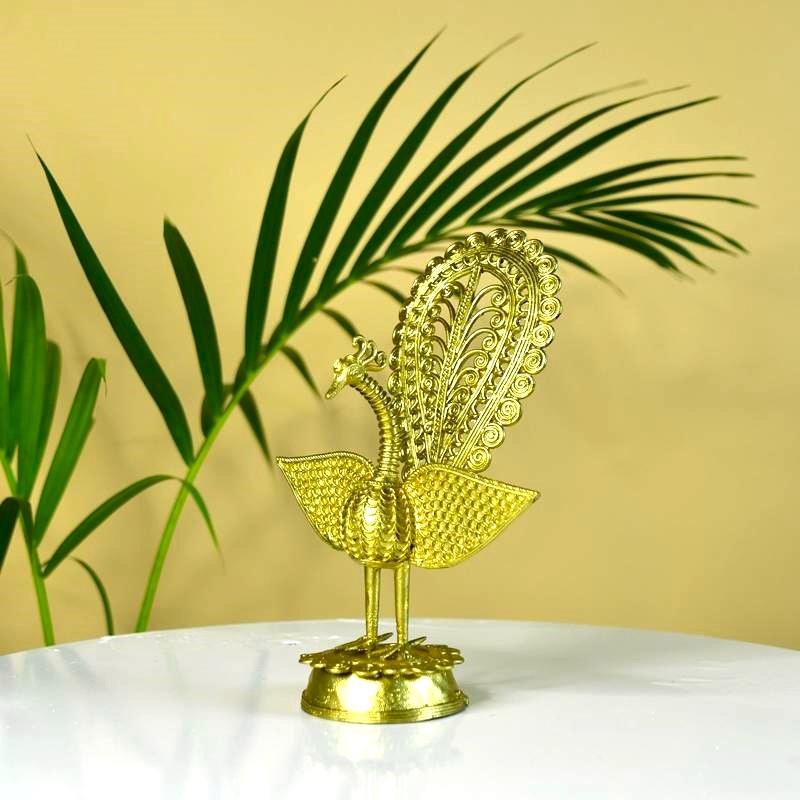 Sowpeace Handcrafted peacock using Dokra metal art - Distacart