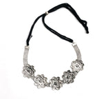 Mominos Fashion Johar Kamal Silver-Plated Brass Finish Rose Design Choker For Women (Silver) - Distacart
