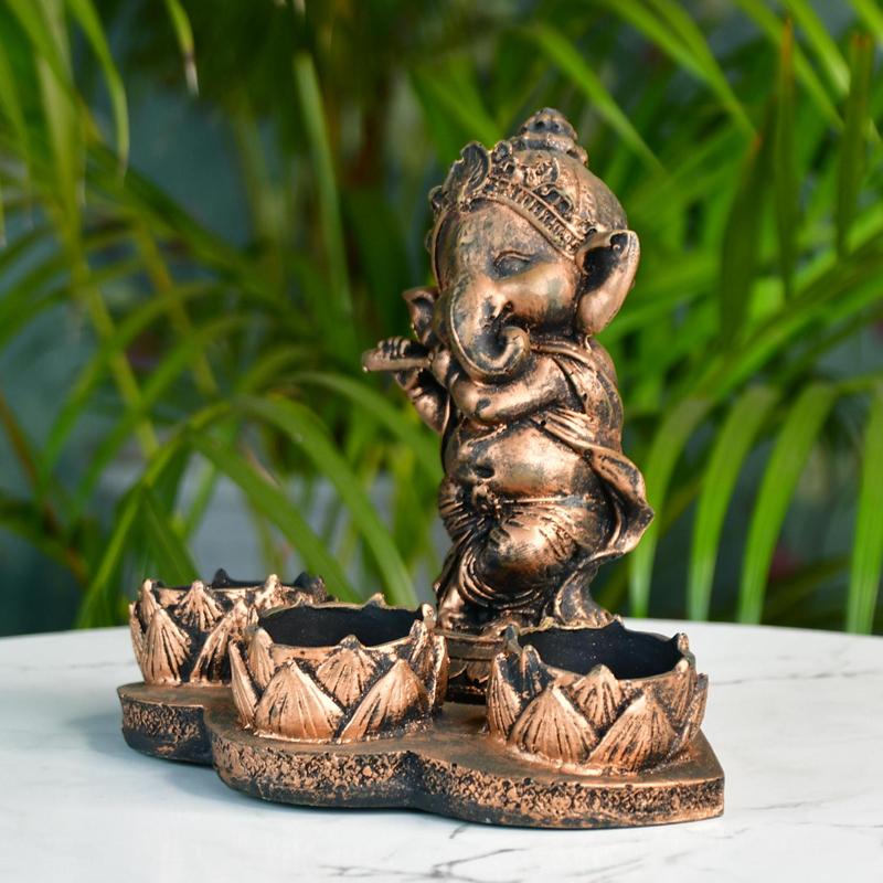 Ganesh Resin Candle Holder by Sowpeace / Artisan Home Decor & Showpiece - Distacart
