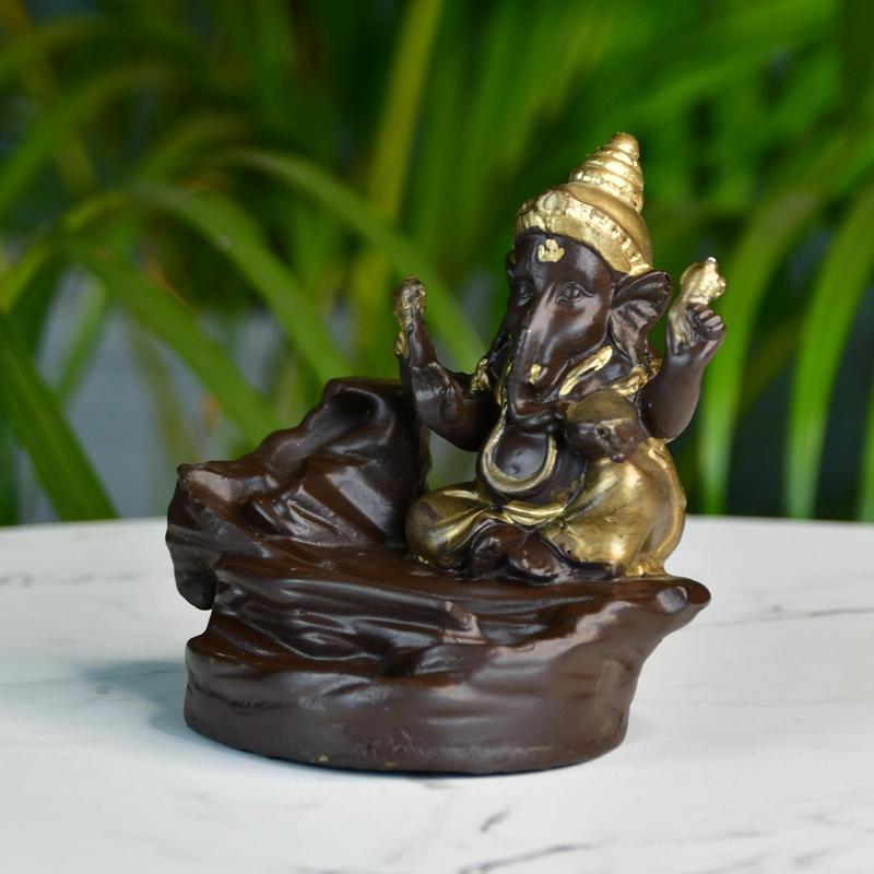 Golden Ganesh Resin Tabletop Decor by Sowpeace / Unique Home Showpiece - Distacart