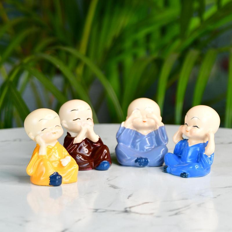 Sowpeace Resin Mini Monk Set of 4 - Distacart