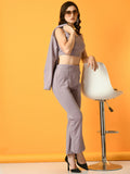 Myshka Women's Lavender Solid Top With Trousers