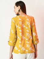 Myshka Women's Yellow Printed Top
