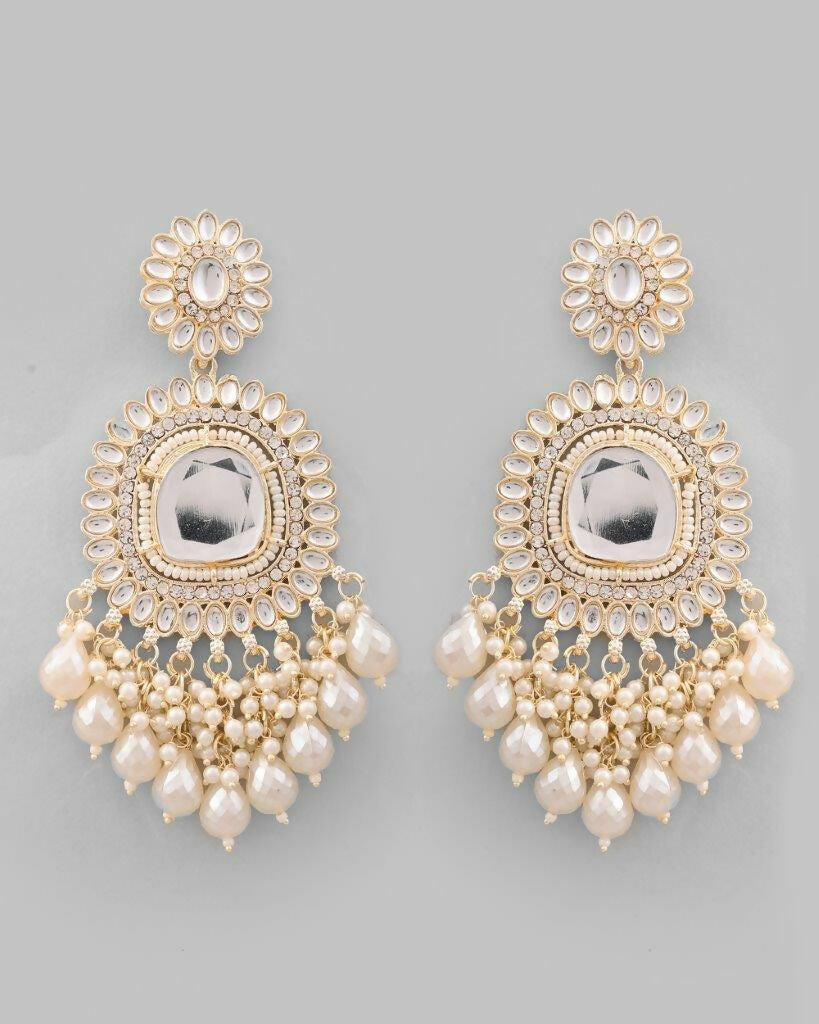 VOJ Gold-Polished Wedding Pearl Jewellery Set