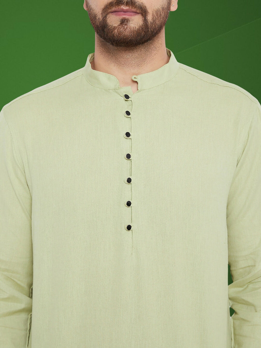Even Apparels Men's Solid Green Linen Kurta