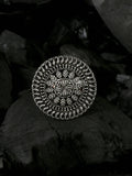 NVR Women's Oxidised Silver Plated Adjustable Finger Ring