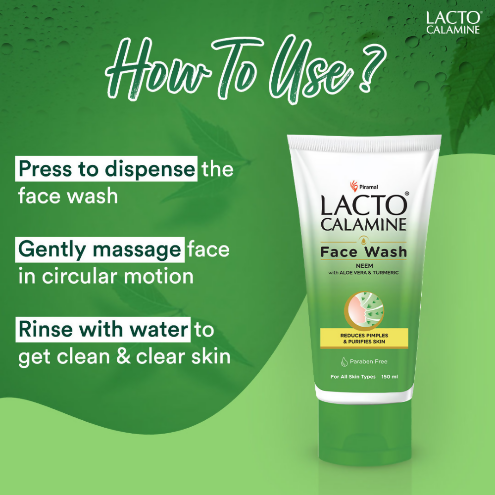 Lacto Calamine Facewash With Neem, Aloe Vera & Turmeric - Distacart