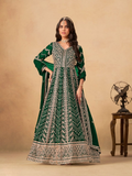 Anaita Green Faux Georgette Stitched Anarkali Suit with Heavy Embroidery Work - Distacart