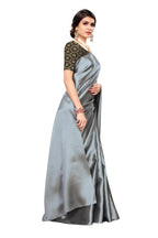 Vamika Satin Plain Grey Bollywood Style Saree