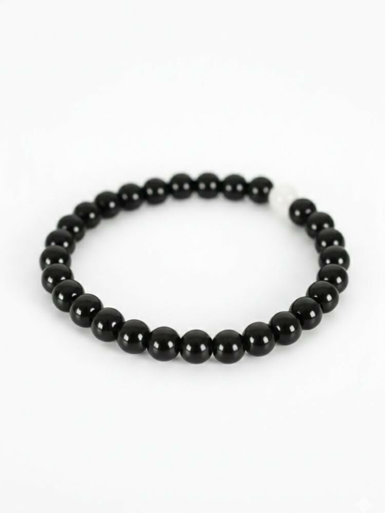 NVR Unisex Black & White Crystal Beaded Bracelet - Distacart