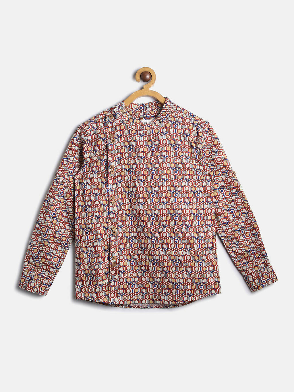 Manet Ethnic Full Sleeves Printed Shirt - Brown