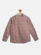Manet Ethnic Full Sleeves Printed Shirt - Brown
