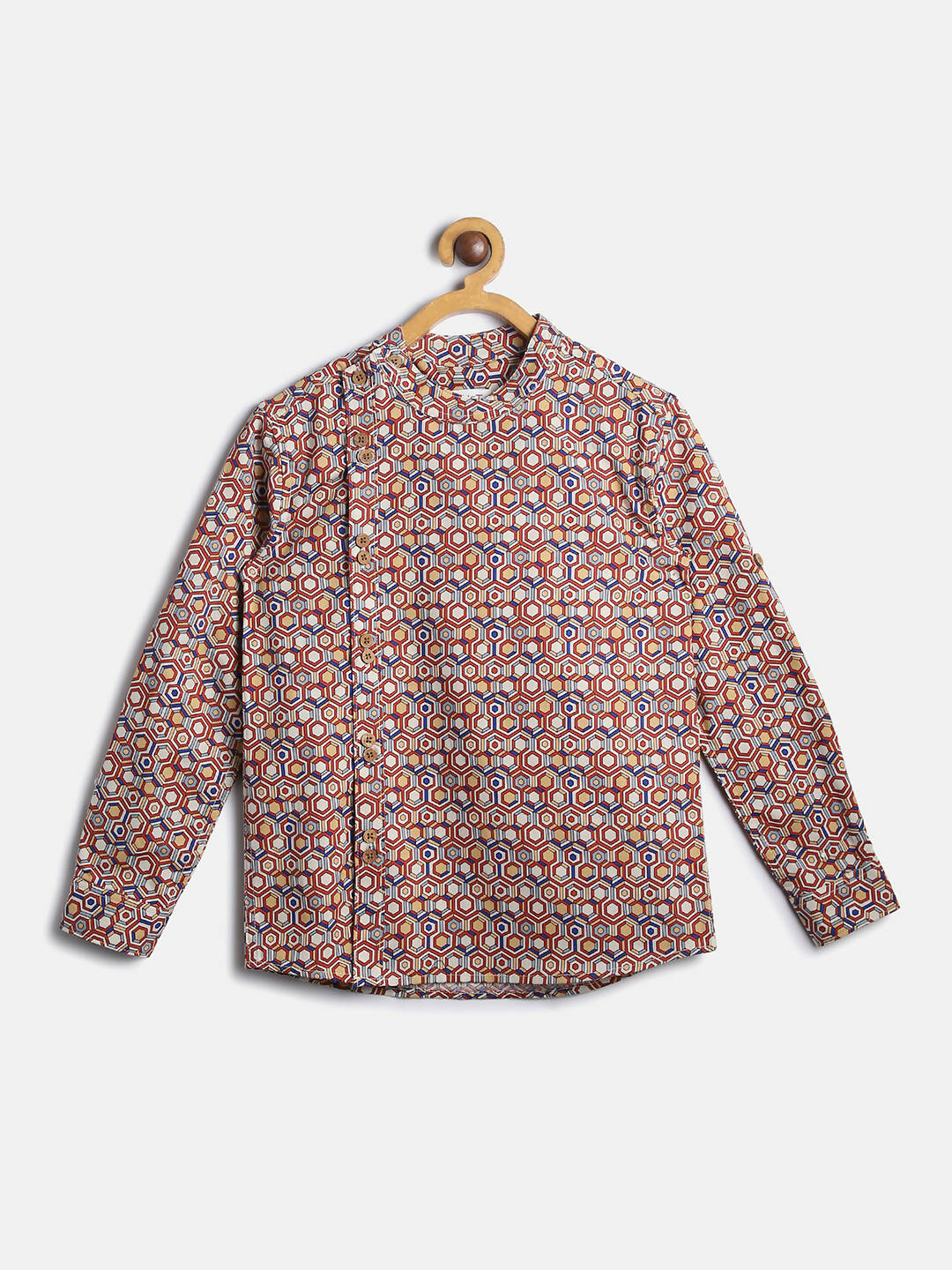 Manet Ethnic Full Sleeves Printed Shirt - Brown