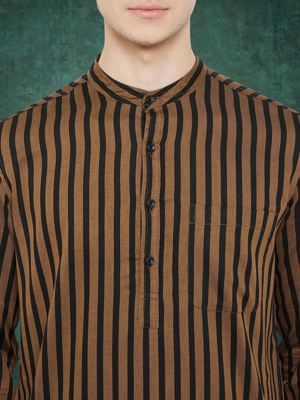Even Apparels Men's Striped Brown and Black Kurta