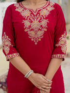 Lehenga Mart Designer Ready To Wear Kurta Pant With Dupatta For Women-Maroon - Distacart
