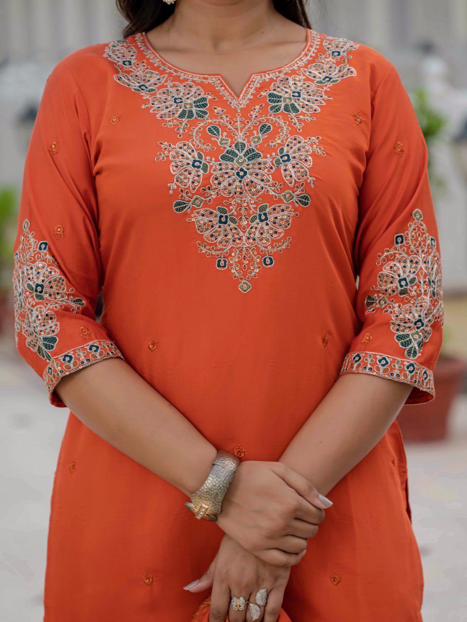 Lehenga Mart Designer Ready To Wear Kurta Pant With Dupatta For Women-Orange - Distacart