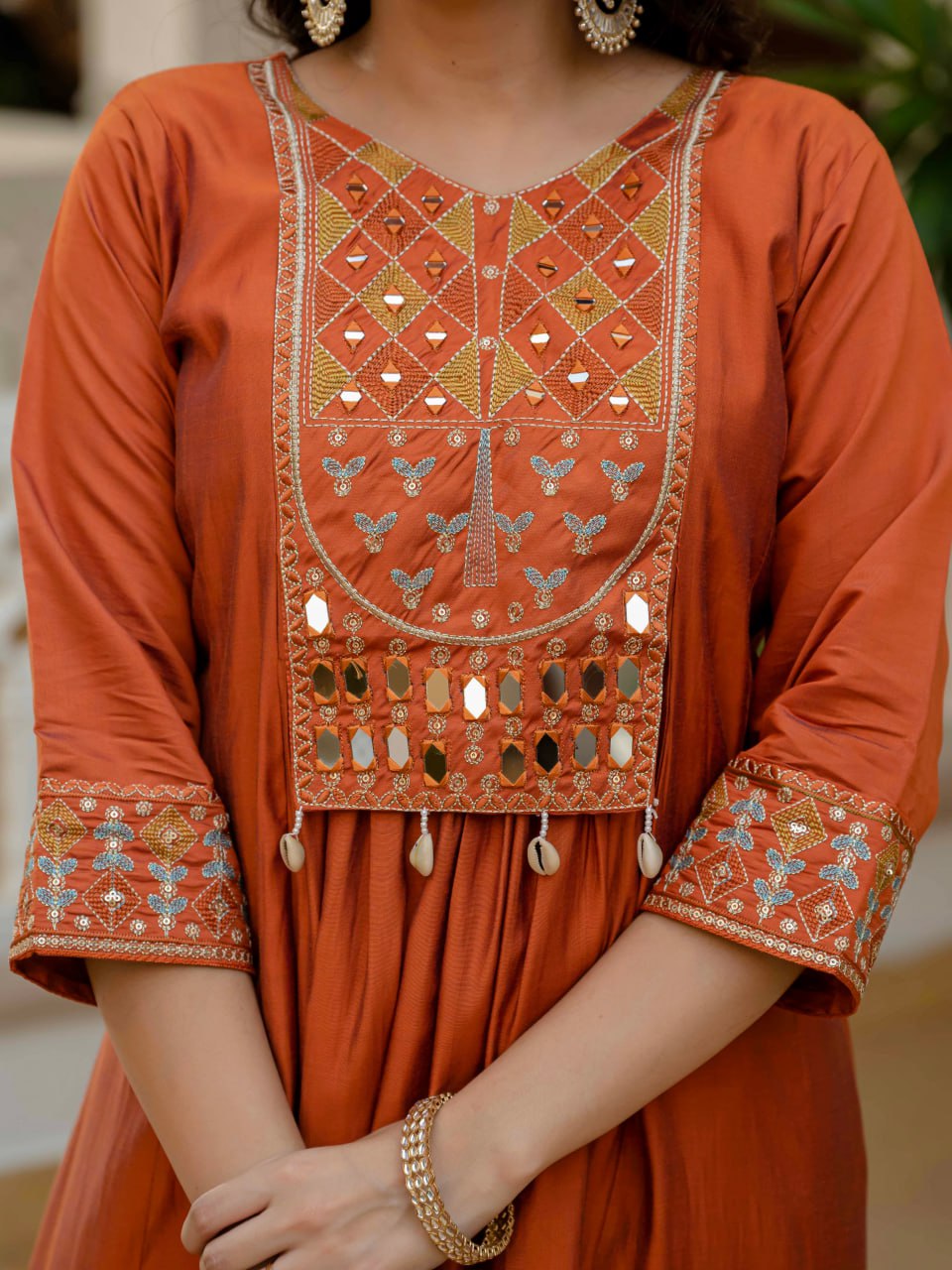 Lehenga Mart Designer Anarkali Suit Ready To Wear Kurta Pant With Dupatta For Women-Rust Orange - Distacart