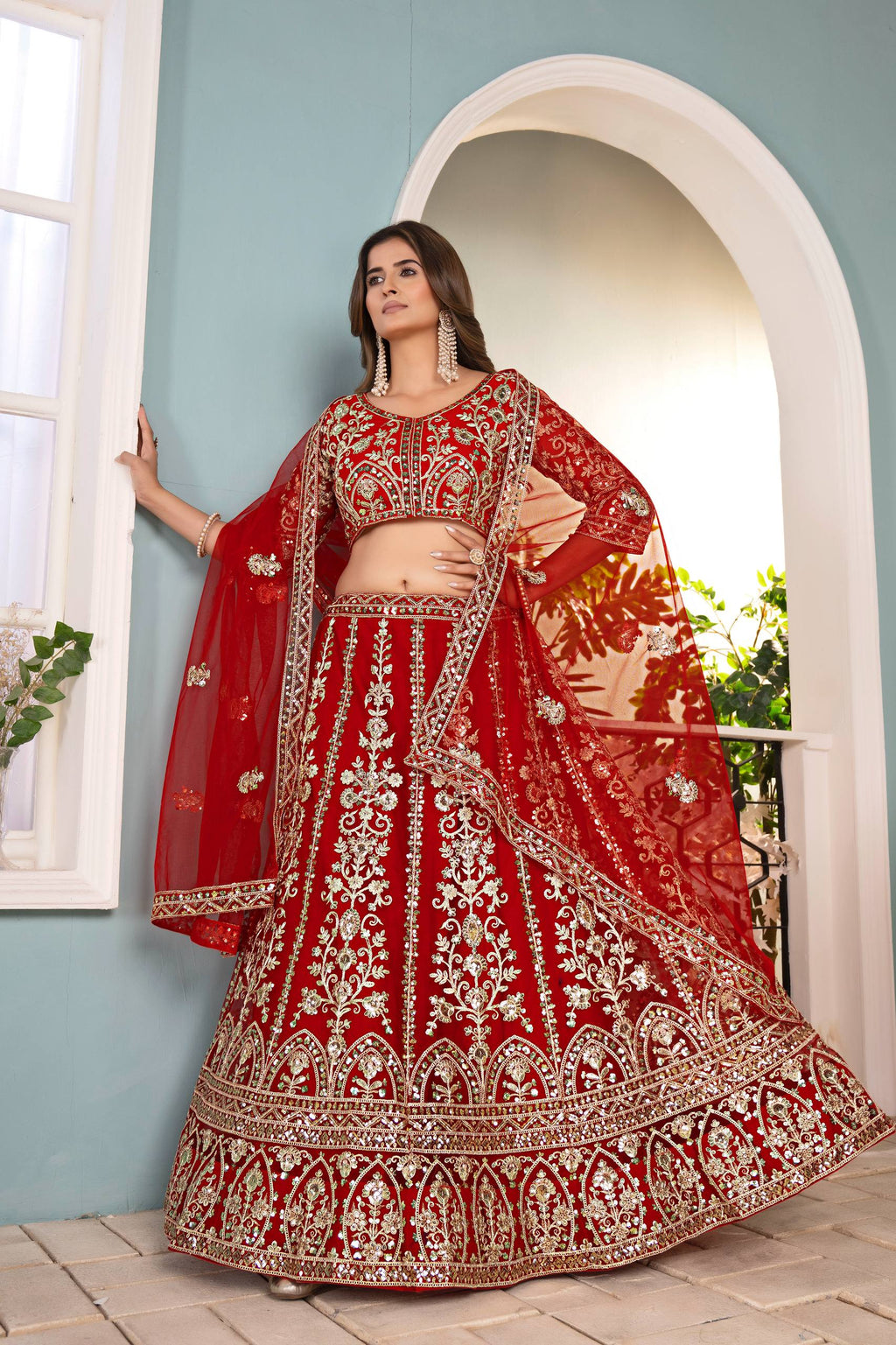 Lehenga Mart Designer Bollywood Style Wedding Wear Lehenga Choli - Red