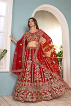 Lehenga Mart Designer Bollywood Style Wedding Wear Lehenga Choli - Red