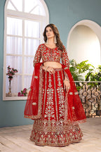 Lehenga Mart Designer Bollywood Style Wedding Wear Lehenga Choli - Red