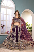 Lehenga Mart Designer Bollywood Style Wedding Wear Lehenga Choli - Wine