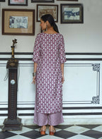 Aayaa Pure Muslin printed Kurti & Pant - purple