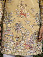 Vastranavya Yellow Exclusive Festival Wear Viscose Silk Thread & Sequence Embroidered Work Kurta