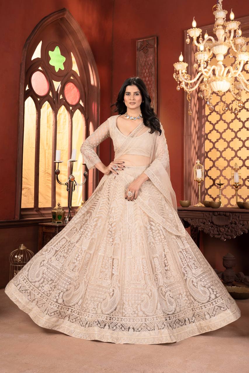 Lehenga Mart Designer Wedding Lehenga Choli For Women - Beige
