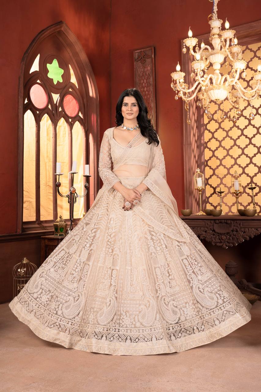 Lehenga Mart Designer Wedding Lehenga Choli For Women - Beige