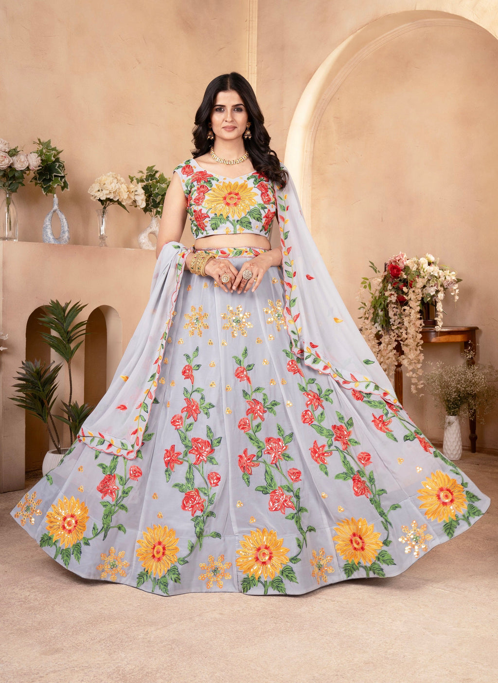 Lehenga Mart Designer Wedding Lehenga Choli For Women - Grey