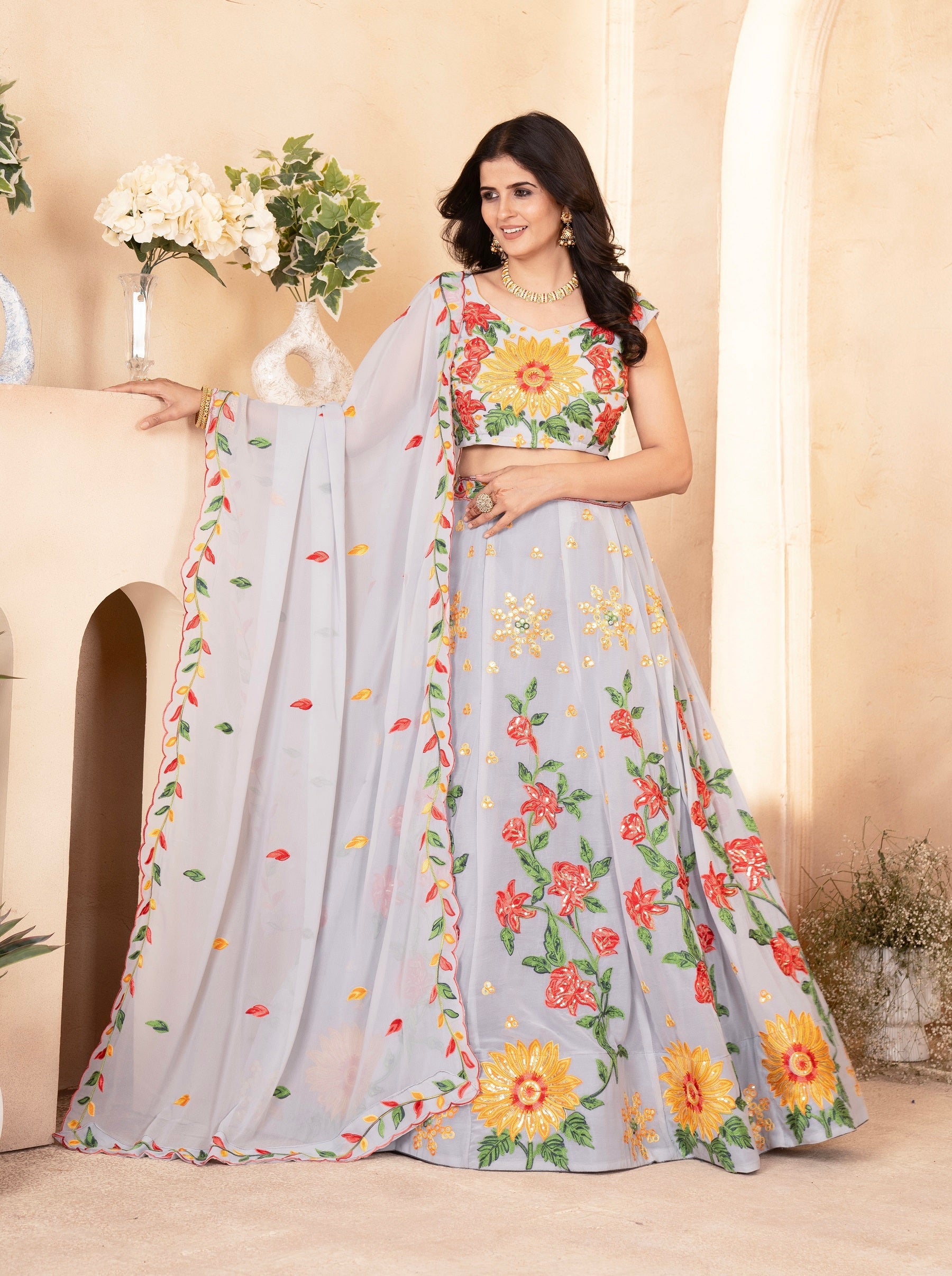 Lehenga Mart Designer Wedding Lehenga Choli For Women - Grey