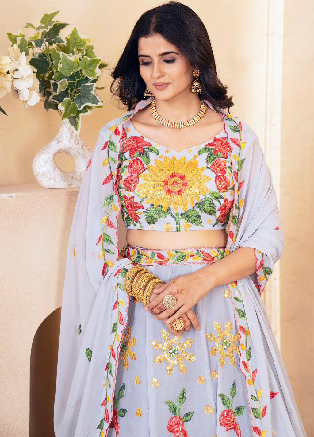 Lehenga Mart Designer Wedding Lehenga Choli For Women - Grey