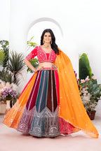 Lehenga Mart Multicolor Georgette Desigenr Wedding Lehnega Choli