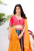 Lehenga Mart Multicolor Georgette Desigenr Wedding Lehnega Choli