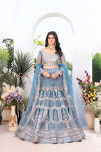 Lehenga Mart Designer Wedding Lehenga Choli For Women - Sky Blue