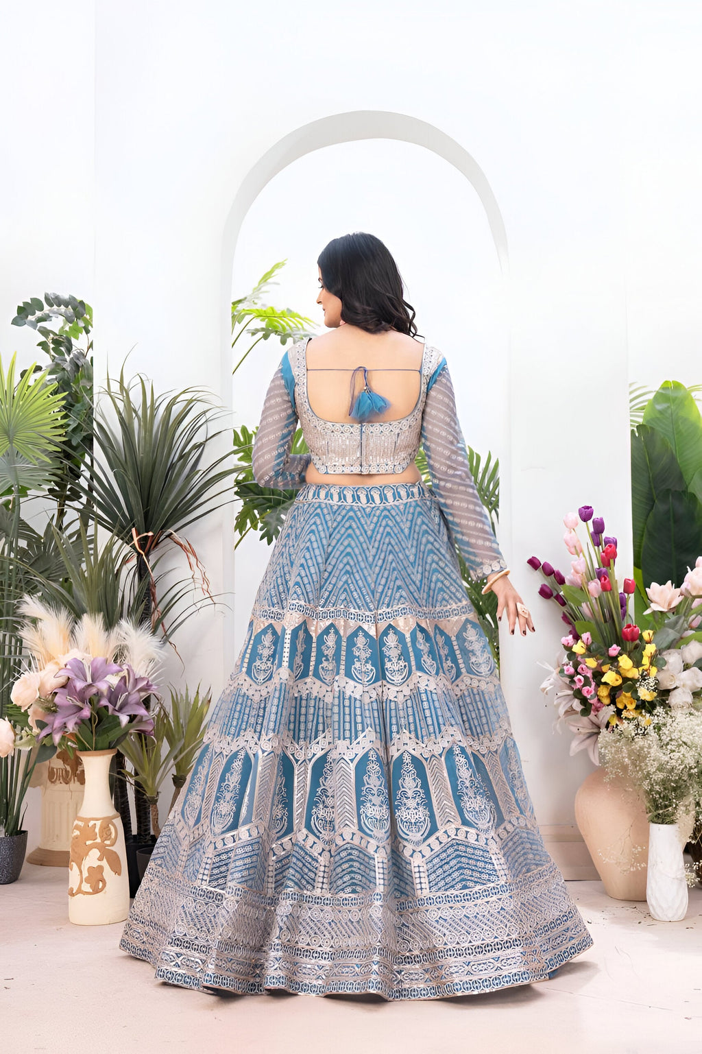 Lehenga Mart Designer Wedding Lehenga Choli For Women - Sky Blue