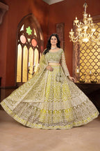 Lehenga Mart Designer Wedding Lehenga Choli For Women - Parrot Green