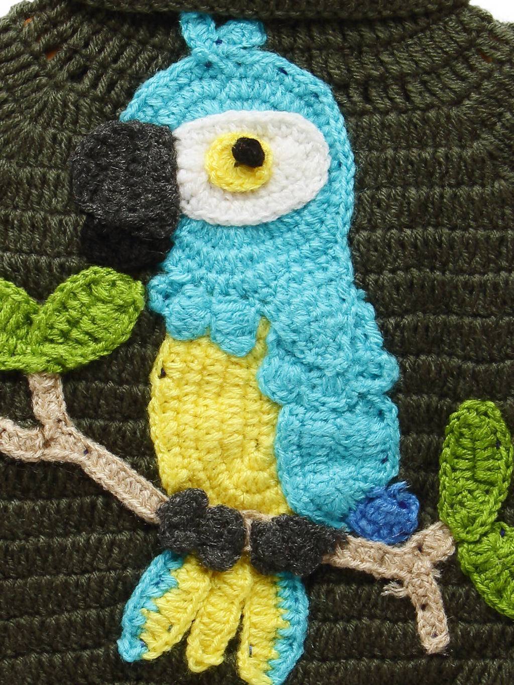 Chutput Kids Green Parrot Design Solid Pullover Sweater