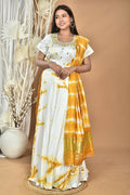 Morchari Women Tai Dai And Hand Embroidery Lehenga-Yellow