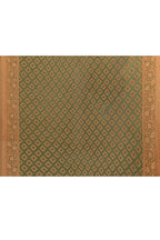 Joban Fashion Olive Green And Ivory Pure Crepe Pure Handloom Banarasi Silk Saree