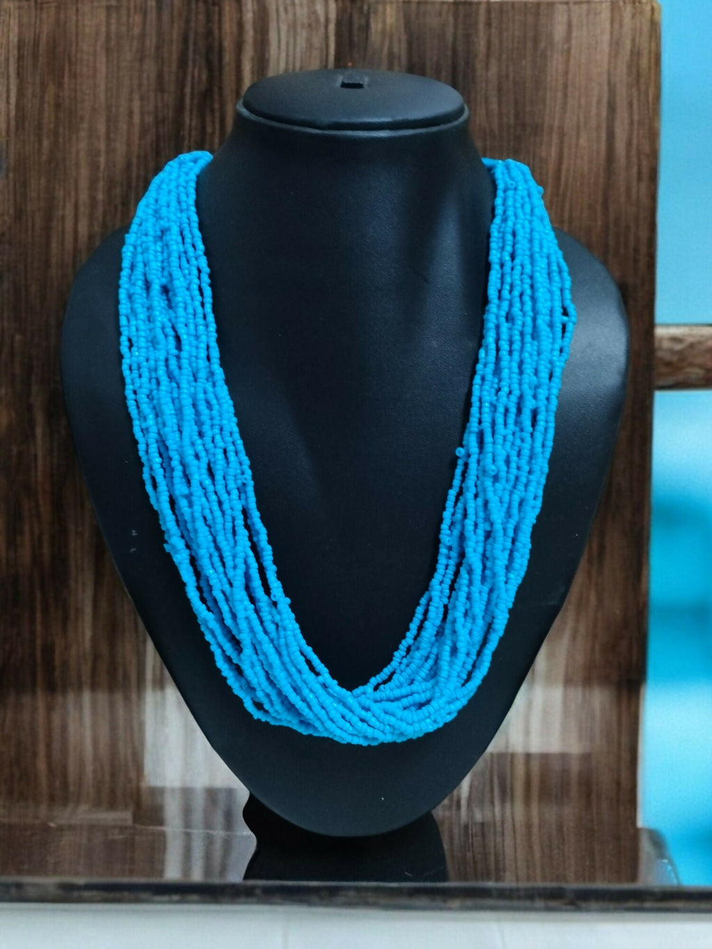 Inhanns Handmade Beaded Multilayer Necklace, 20 Layers - Skay Blue