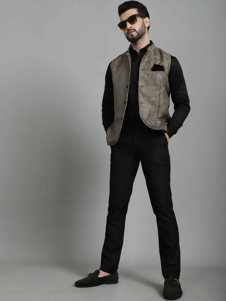 Even Apparels Nehru Jacket With Welt Pockets - Beige